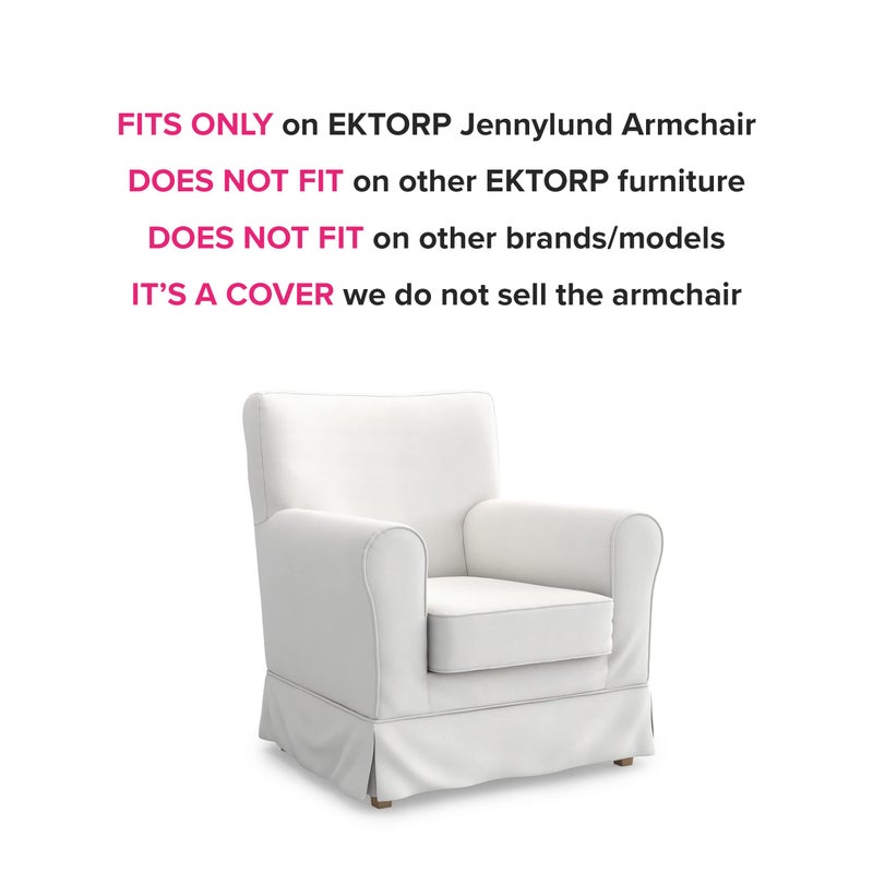 MASTERS OF COVERS Ektorp Jennylund Armchair Cover for The IKEA Ektorp Jennylund Chair Slipcover Replacement (Cool White) - Image 2